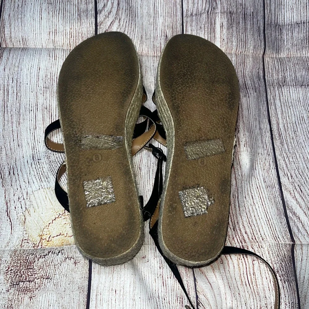 Urban Outfitters Black Strappy‎ Espadrille Platform Sandals Womens 8 Flatform